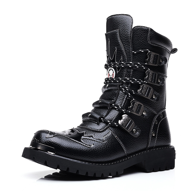 Mid Boots Martin Boots Men's High Top British Style Big Head Workwear Boots Riding Motorcycle Boots Fashion Boots Men's Shoes