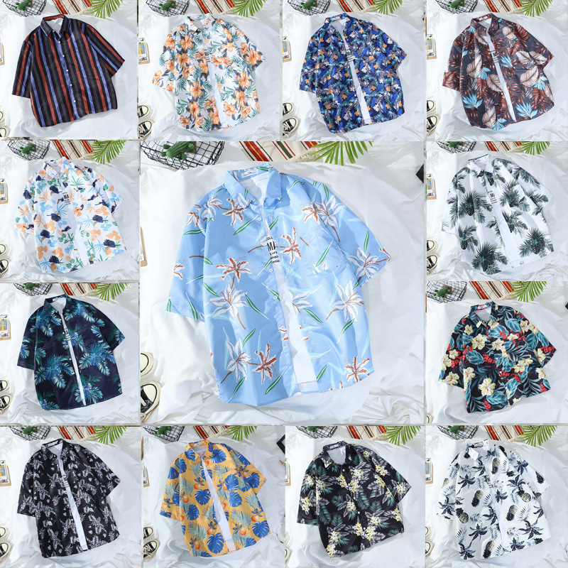 Japanese Floral Short-sleeved Shirt Vintage Hawaiian Men's and Women's Students All-match Casual Loose Beach Shirt Trendy