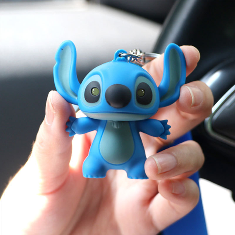 Stitch keychain sound ILOVEYOU luminous doll cartoon cute schoolbag couple ornaments manufacturer in stock