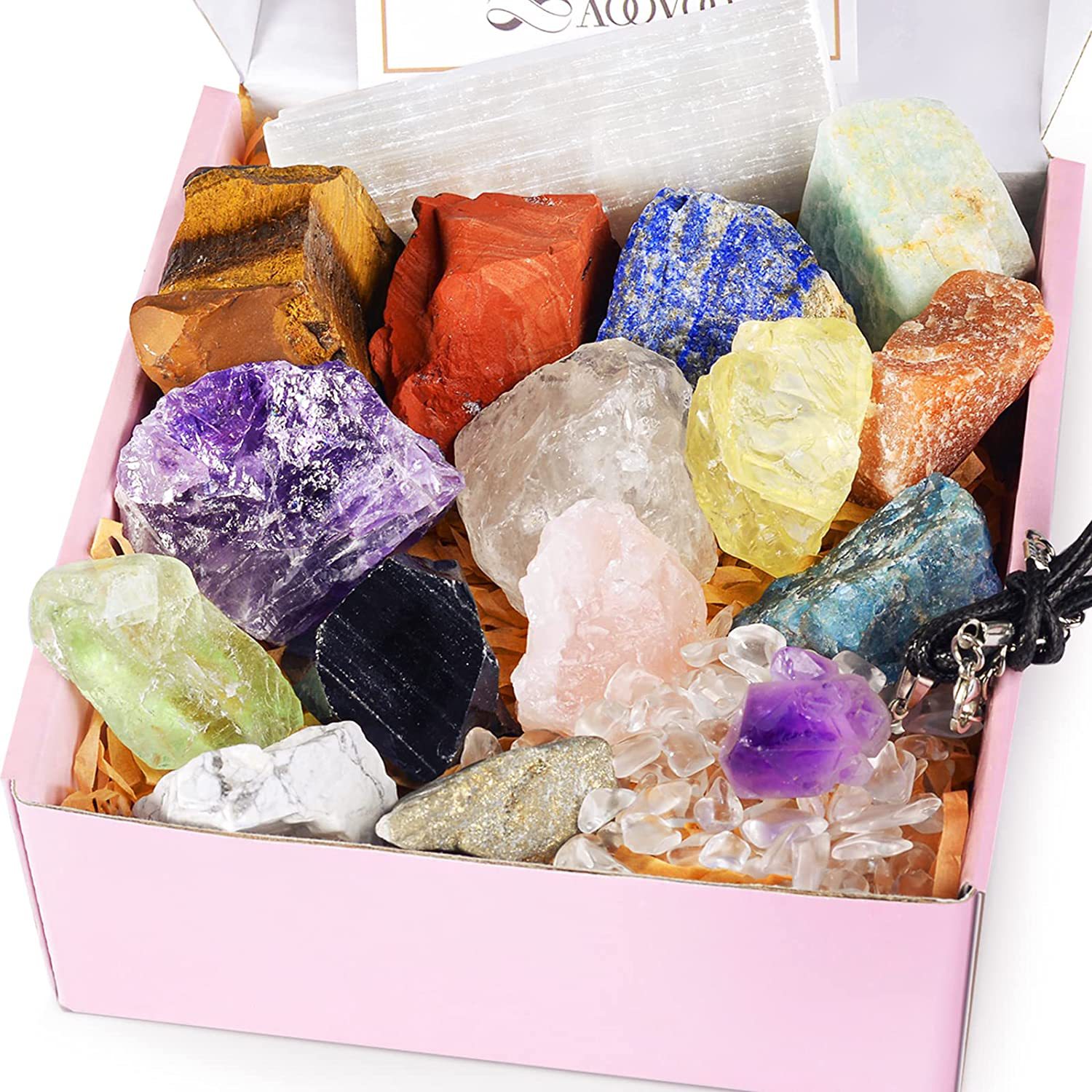 Colorful crystal raw stone suit seven-color gem gift box