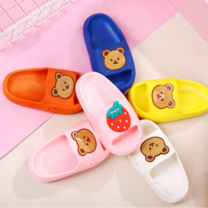 Children's Slippers Women's Summer Cute Bear Parent-child Small and Medium-sized Children's Baby Internet Popular Soft Bottom Non-slip Thick Bottom Men's Sandals