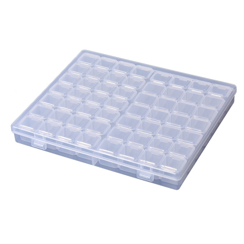 56 transparent PP nail piece box 28 small plastic box storage box with lid compartment parts box wholesale