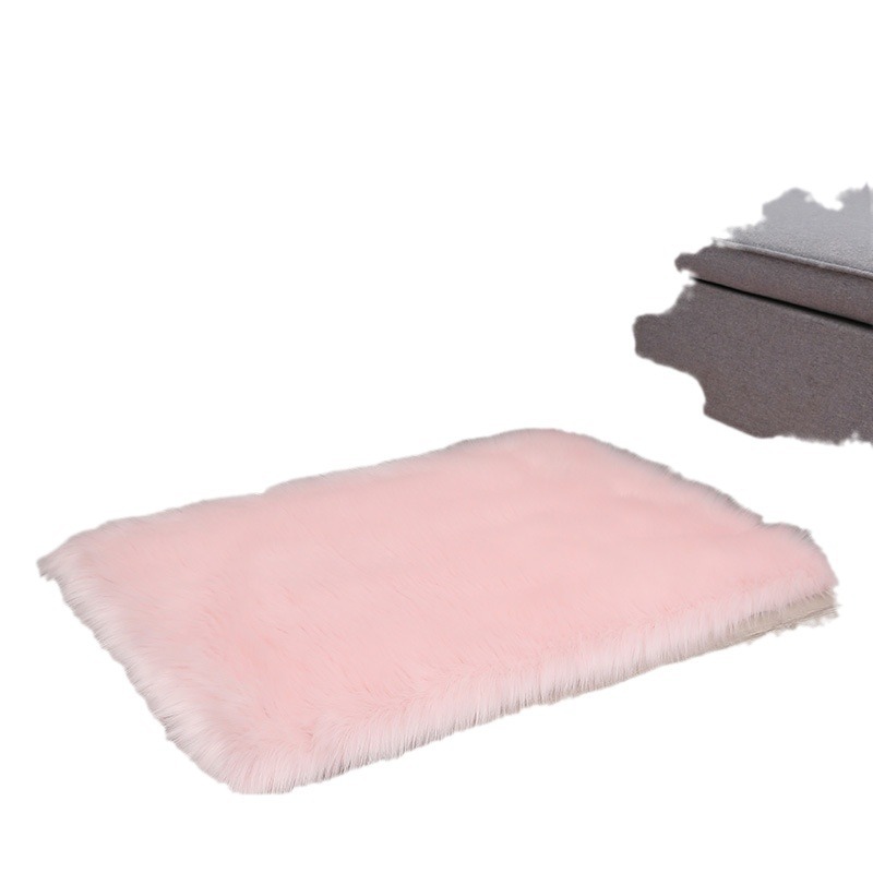 Wool-like plush living room coffee table sofa carpet floor mat bay window mat round solid color simple long blanket