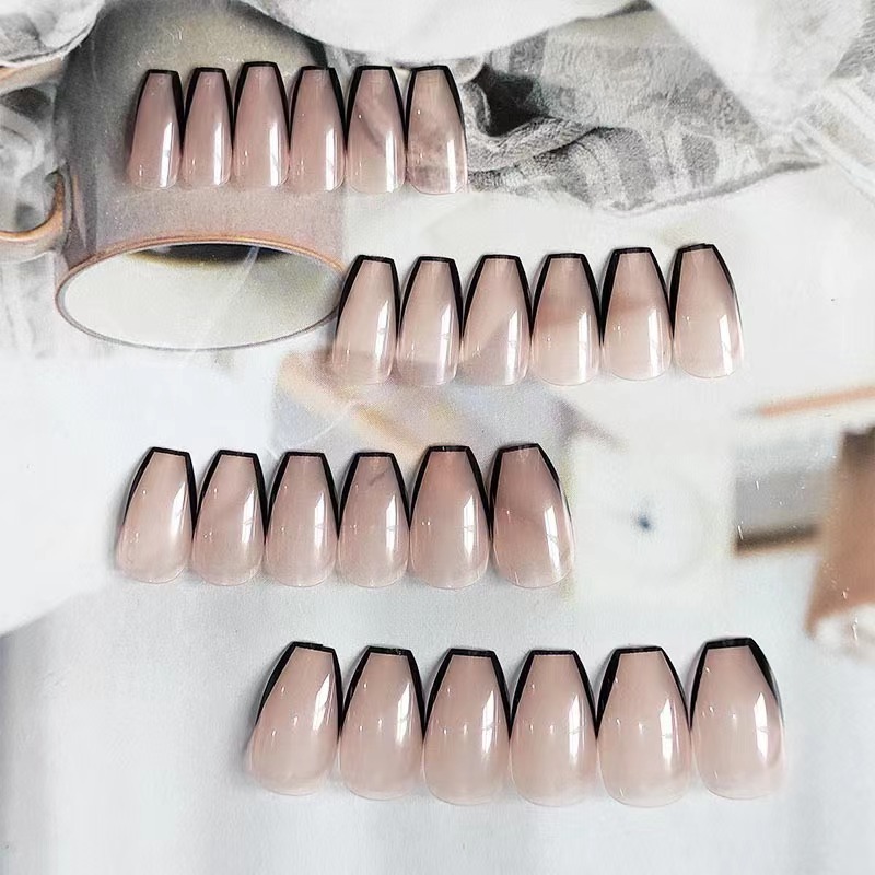 Nude Black French Wear Armor Ballet Nail Patches Removable Fake Nail Patches Nail Patches Finished Nail Patches