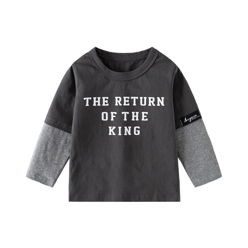 Boys cotton long sleeve T-shirt autumn new children's clothing children's baby fake two-piece base shirt jacket a generation of hair