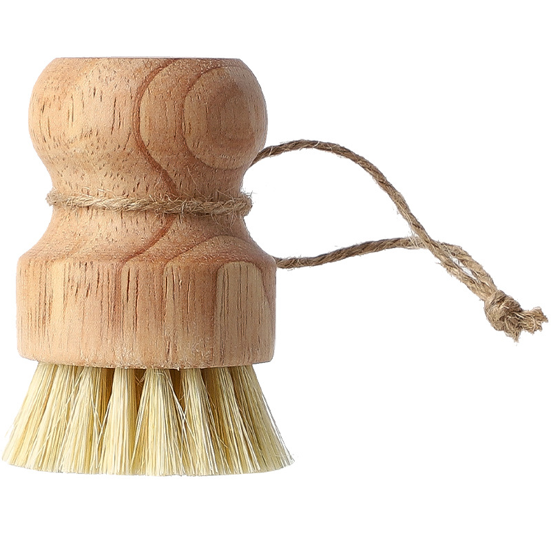 Solid Wood Wash Pot Artifact Dishwashing Brush Pot Natural Wooden Brush Sisal Household Kitchen Short Handle Coconut Cleaning and Decontamination Brush