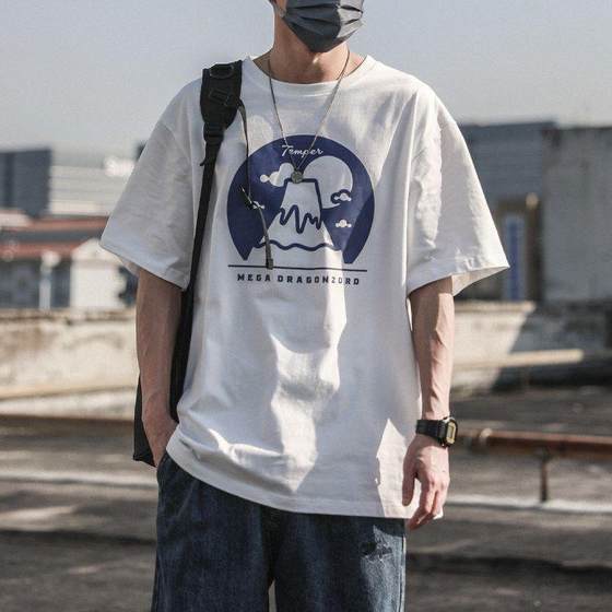 Pure Cotton Heavy 2025 Loose New Men's Short-sleeved T-shirt Clothes Pure Cotton Half-sleeved White T-shirt Base Shirt Spring