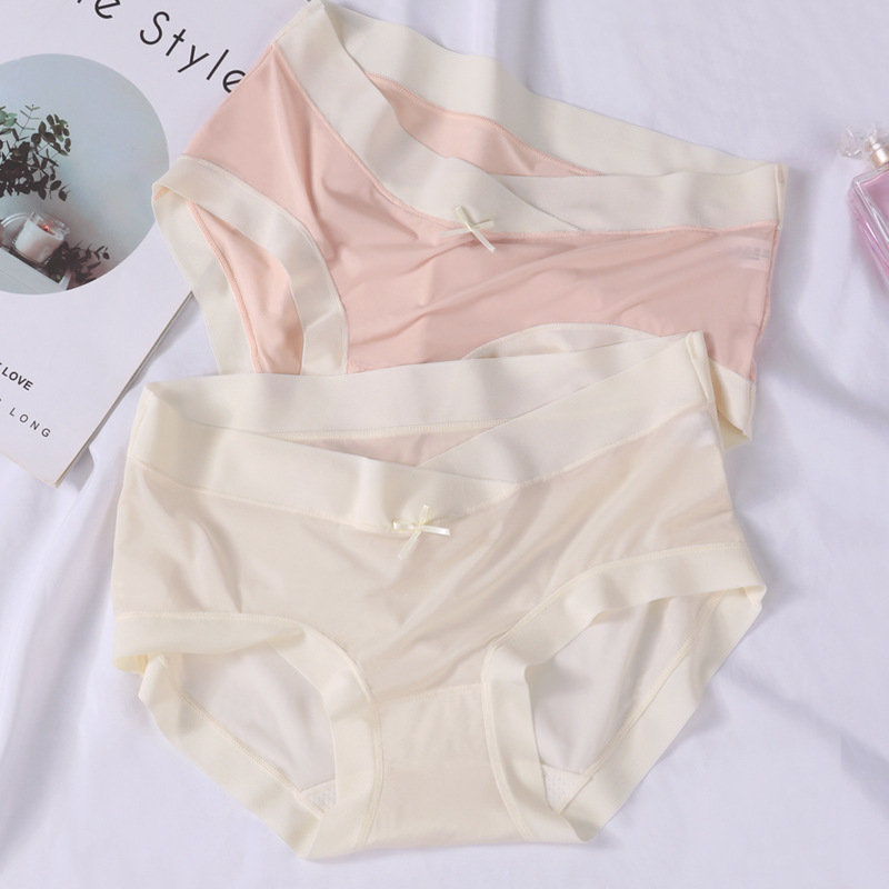 Summer Ice Silk Pregnant Women's Underwear Low Waist Ultra-thin Breathable Traceless Prenatal and Postpartum Briefs Quick-drying Shorts Large Size