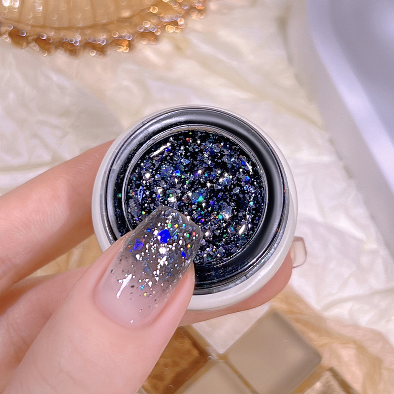 Flash nail glue broken diamond color glue bright colorful sequins nail glue waterproof 2023 new nail salon special