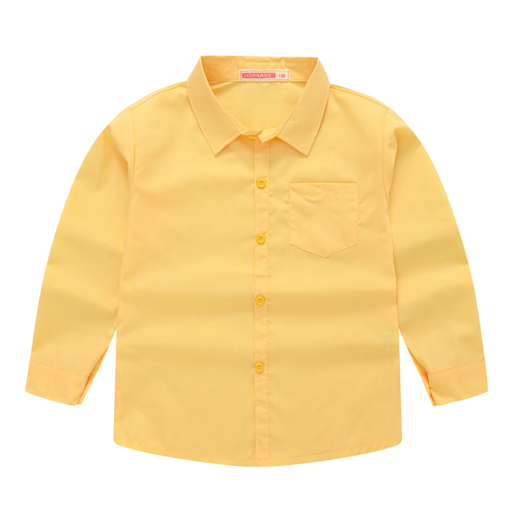 Children's Casual Solid Color Shirt for Older Children, Unisex Multicolor Long-Sleeve Formal Shirt for Students and Performances