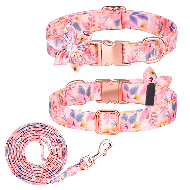 Amazon Pet Collar Knot Buckle Carving Dog Collar Detachable Strap Butterfly Pet Print Dog Rope