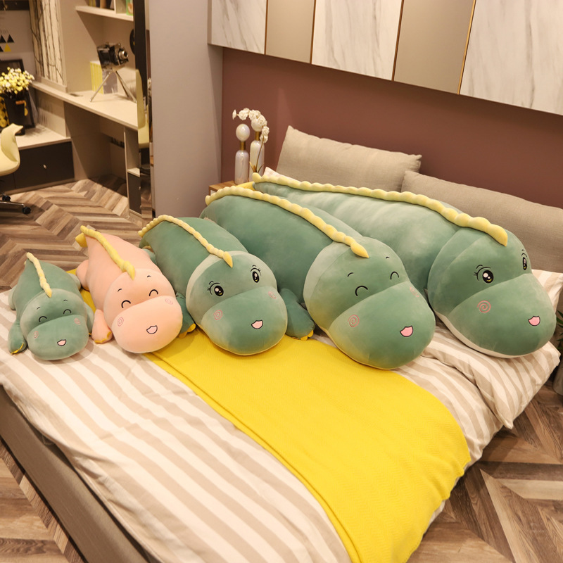Cute Dinosaur Plush Toy Big Doll Bed Sleeping with Clip Legs Soft Pillow Doll for Boys and Girls