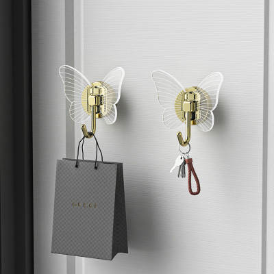 Creative Light Luxury Butterfly Hook Bathroom Non-perforated Wall Hook Seamless Hanging Hook Door Entrance Strong Adhesive Hook Wholesale