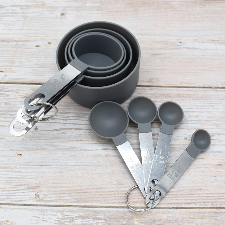 Plastic measuring cup stainless steel handle 8 piece set plastic measuring cup measuring spoon with scale measuring spoon set baking measuring cup