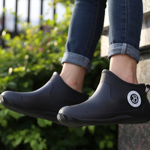 Cross-border rain boots men's new Chelsea fashion short rain boots Japanese simple non-slip soft bottom low top water shoes men