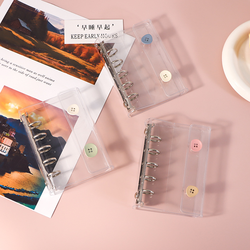 M5 Transparent Loose-leaf PVC Handbook Case High Transparent Five-hole Simple INS Wind Diy Button Loose-leaf Notebook