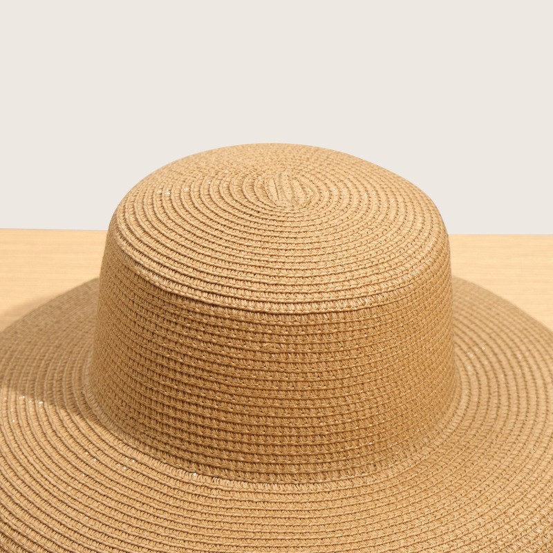 Straw hat women's summer big brim travel sunscreen Hepburn wind sun hat holiday beach hat foldable hat women