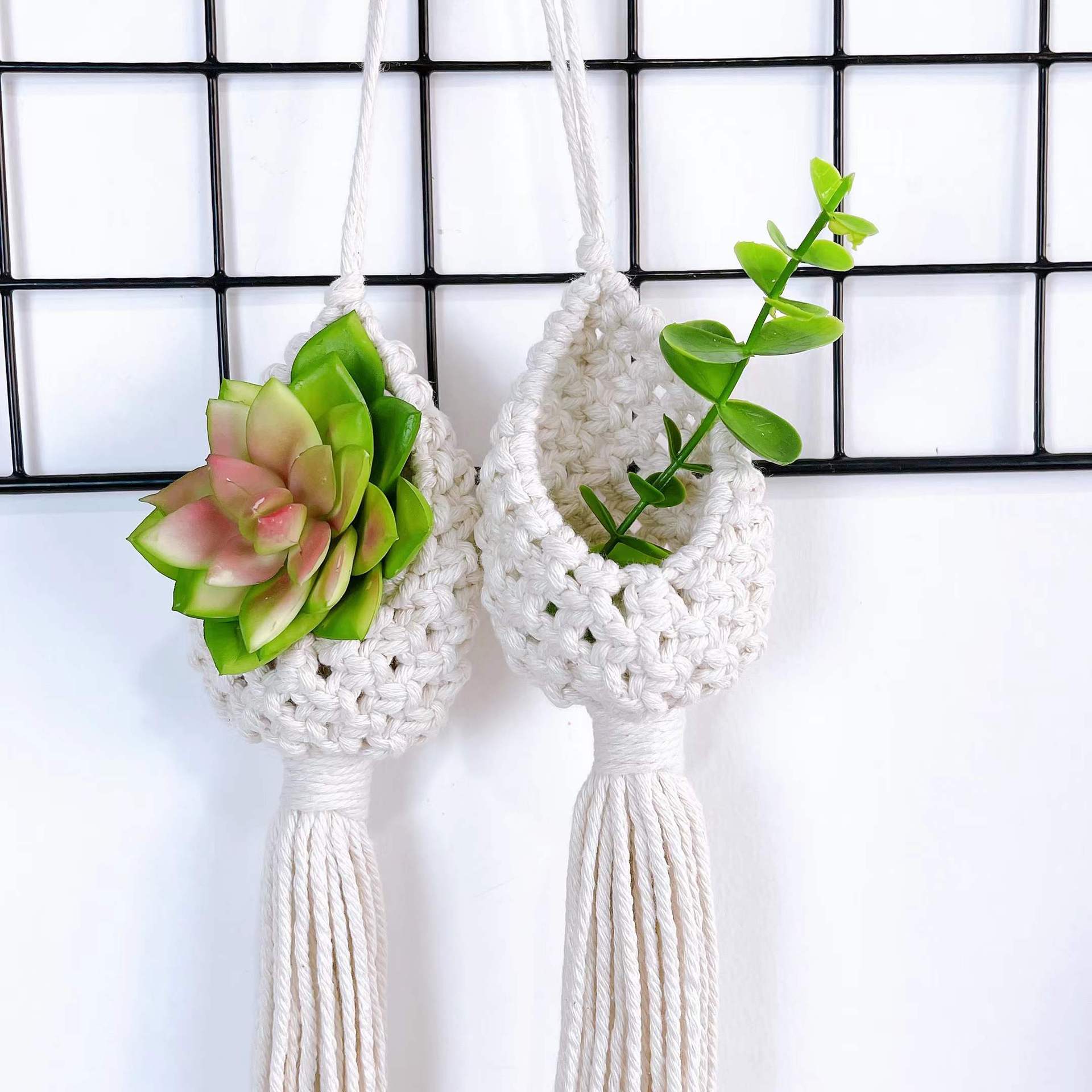 ins Nordic Bohemian Tapestry Net Bag Air Pineapple Flower Basket Home Decoration Cotton Rope Tassel Hanging Basket