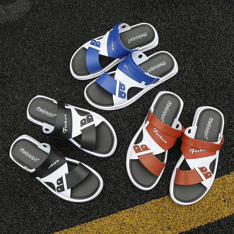 Summer sandals men's fashionable slippers dual-use outdoor wear non-slip fashionable plastic all-match adult student beach casual sandals