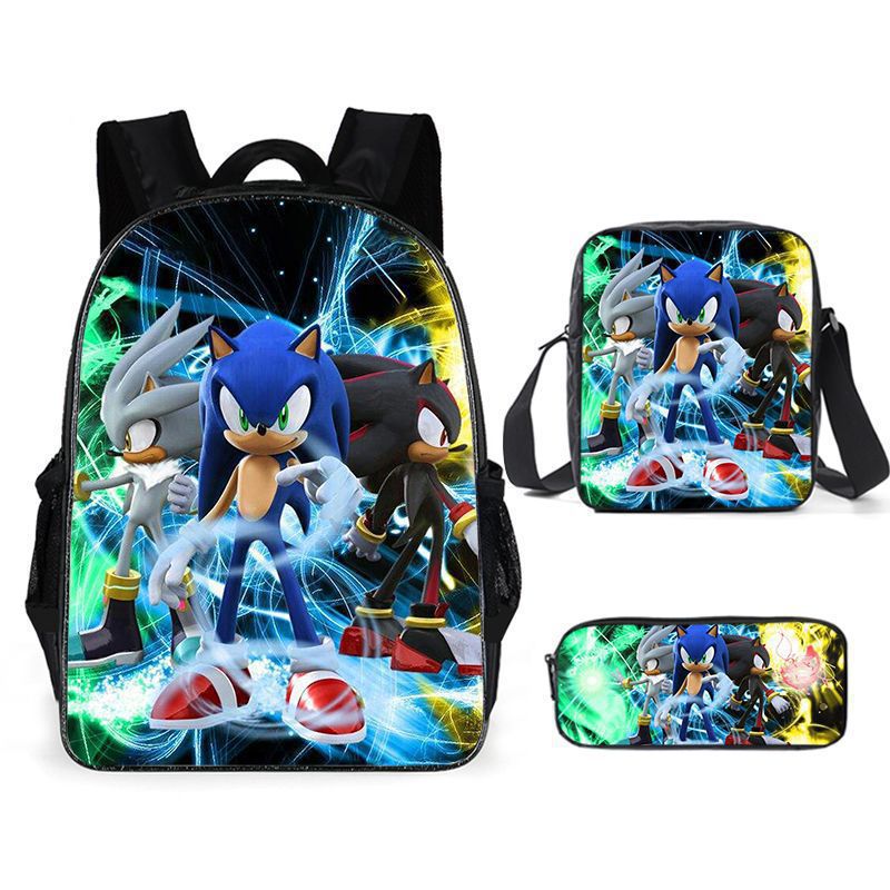 Трансграничная горячая Распродажа SONIC Ученик начальной школы Школьный рюкзак из трех предметов Аниме Мультфильм Рюкзак Сумка-карандаш