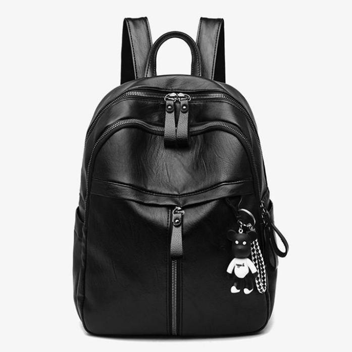 PU Backpack Women's 2023 Spring and Summer New Korean Style Large Capacity Student Schoolbag Trendy Solid Color Women's Soft Leather Backpack