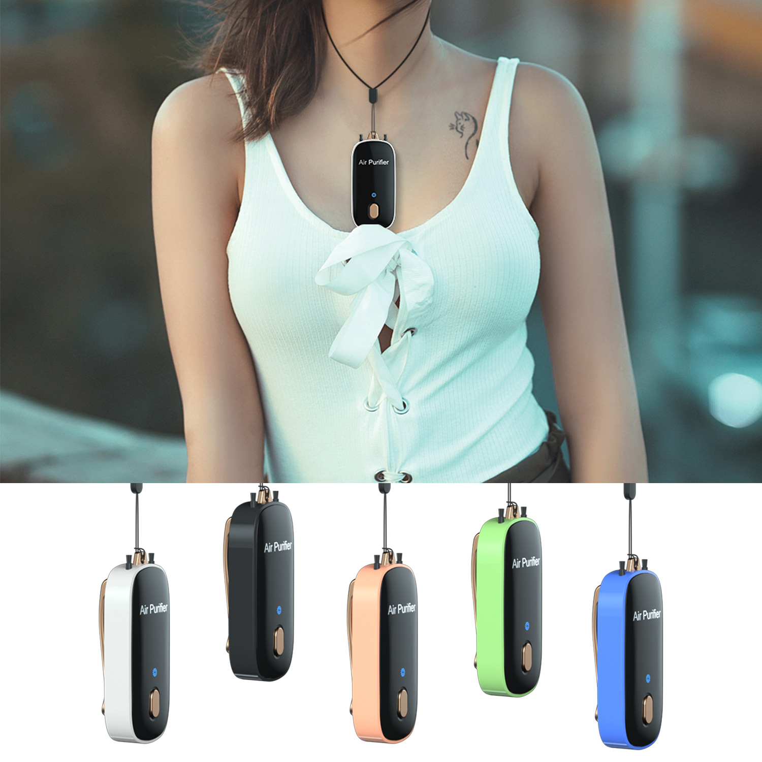New Portable Neck Strap Air Purifier Clip Negative Ion Mini Car Home Air Purifier