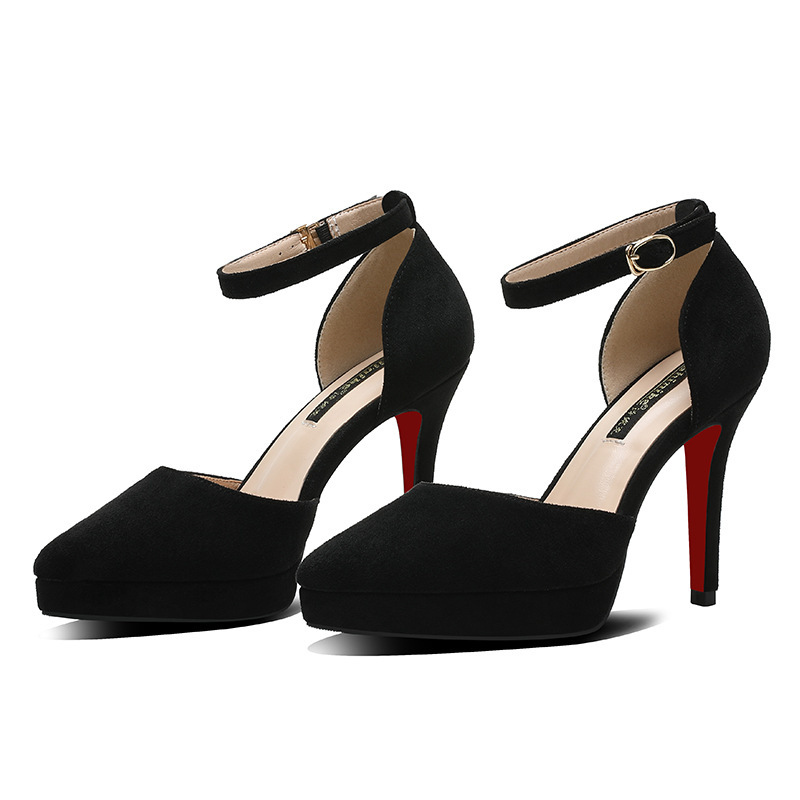 183-2 High Heels Women's Stiletto Platform Pointed Hollow Suede Shoes Women's 2020 New Spring and Summer Women's Shoes