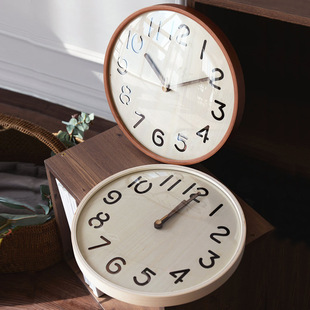 Korea mjk solid wood living room clock round log wall clock creative hollow atmosphere mute modern simple clock