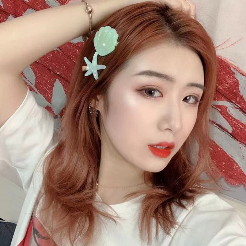 New Small Fresh Hairpin Holiday Style Ocean Series Starfish Pearl Shell Girl's Broken Hair Side Clip One-word Clip