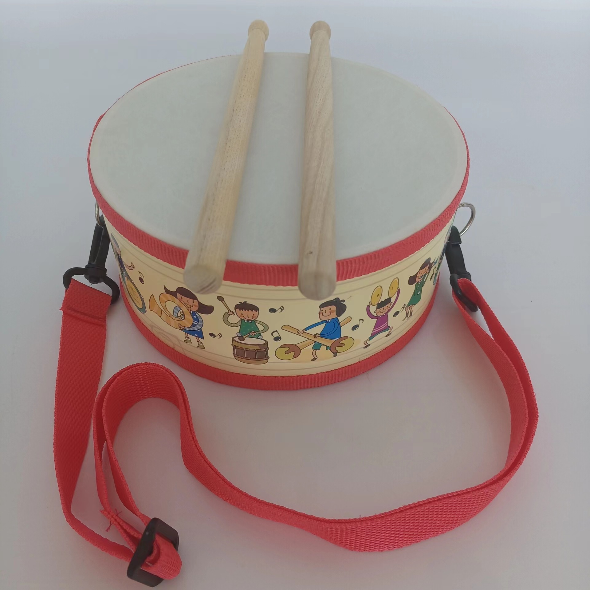 Orff percussion instrument children's early education musical instrument 8-inch double-sided imitation sheepskin drum war drum South Korea Army drum