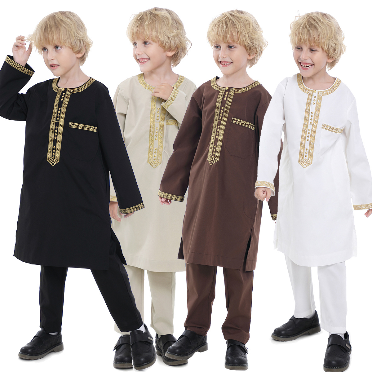 Spot Middle East Teen Boy Embroidered Robe Set, TH878