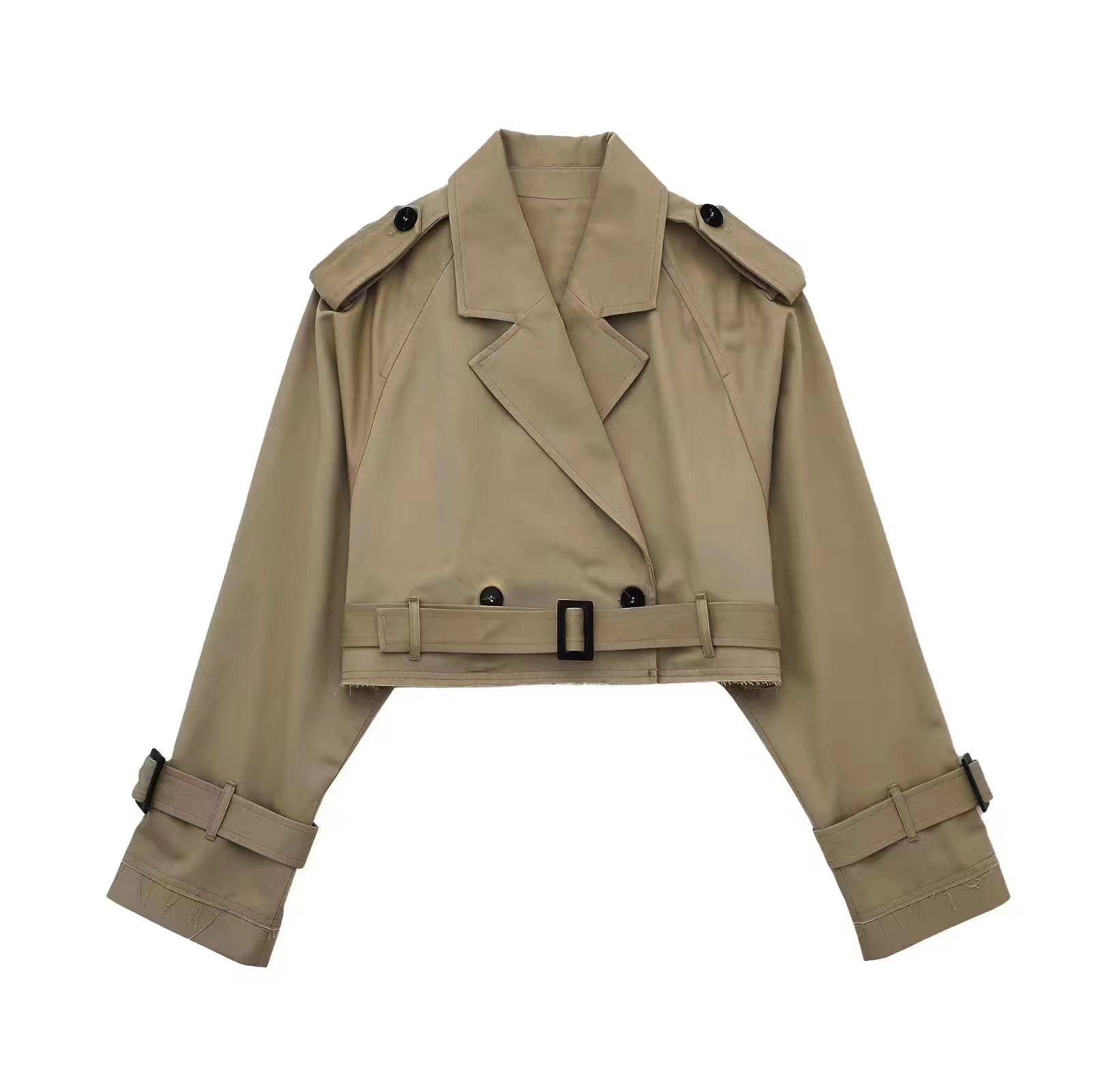 Cross-border exclusive Amazon hot selling European and American women's long-sleeved short casual solid color trench coat