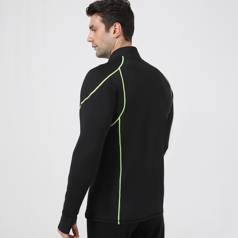 Autumn and Winter half zipper stand collar workout clothes men's PRO sports running training long sleeve high elastic quick-drying tights