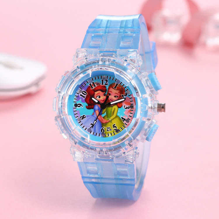 Princess Sophia Series Children's Watch Pointing LED Luminous Colorful Lights Watch for Boys and Girls Students