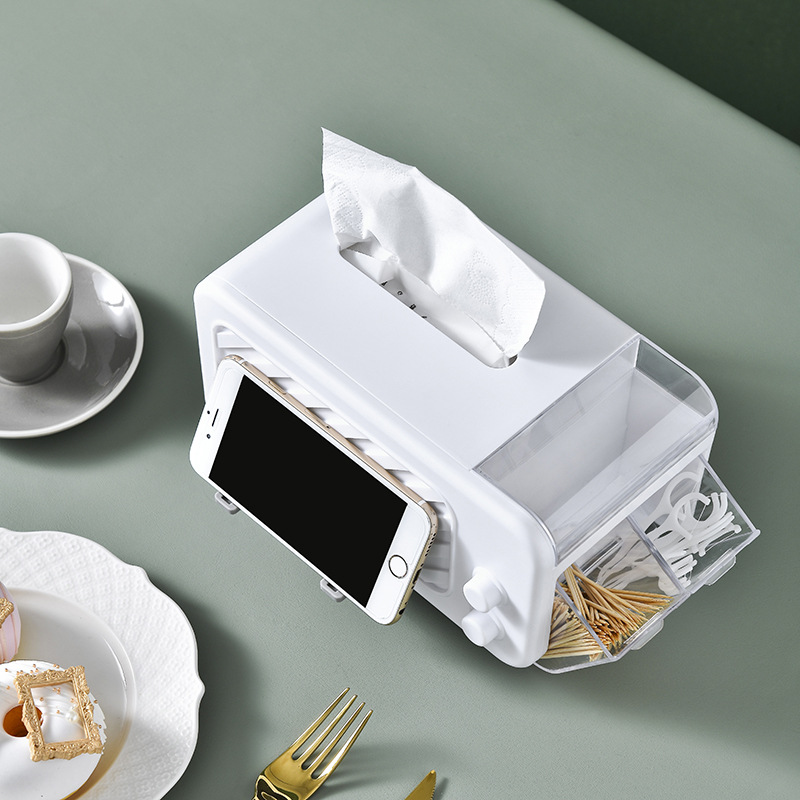 Creative tissue box multifunctional paper box living room storage tissue box mobile phone bracket spring tissue box wholesale