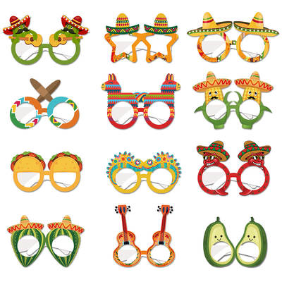 Cross-border New Mexican Paper Glasses Mexico Party Decoration Birthday Photo Funny Props Glasses Set