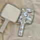 A little small and advanced ~ ins style silver mirror handle mirror mini handheld portable hand-held cosmetic mirror water ripple