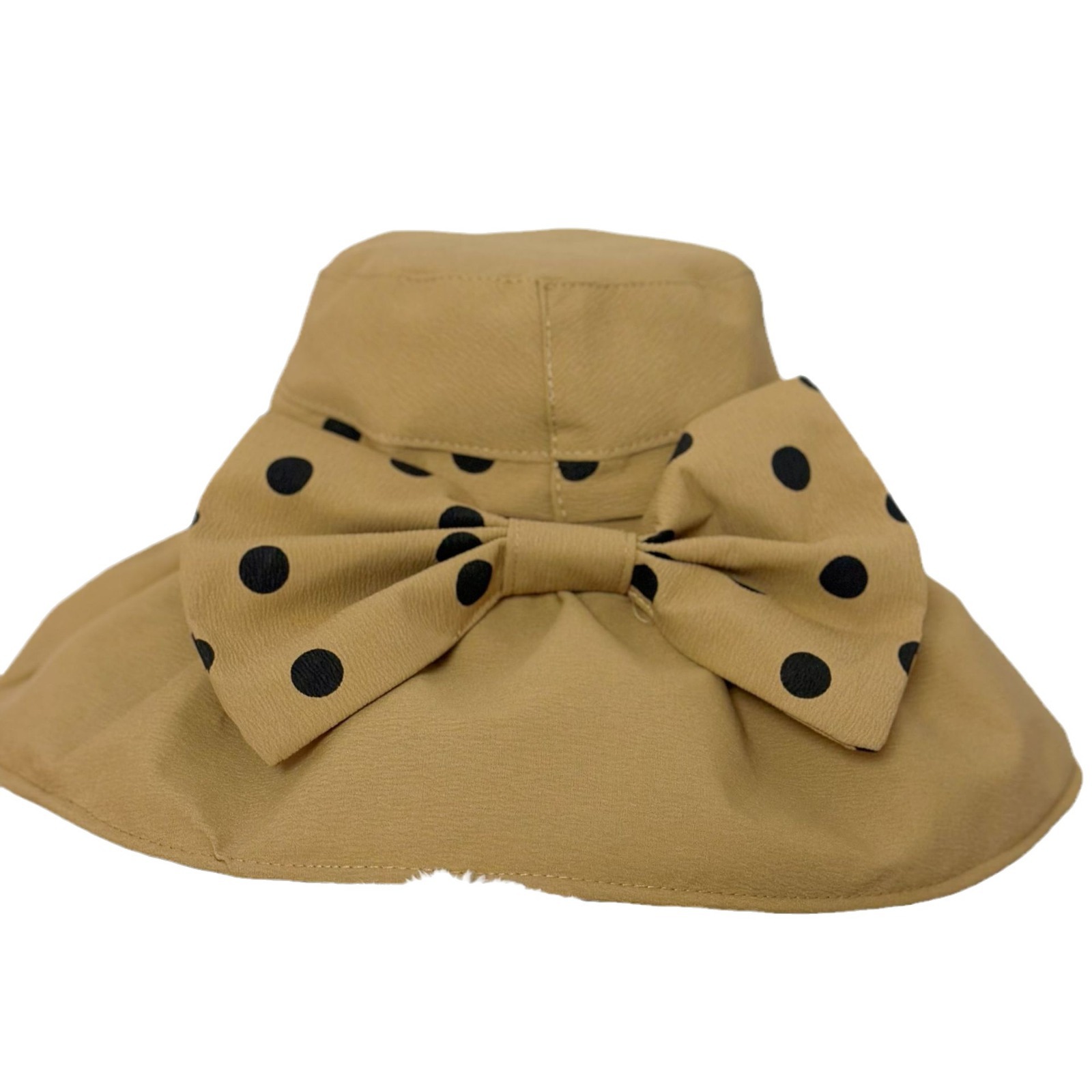 Sun hat women's summer big brim Korean style all-match UV protection face cover fisherman hat Japanese style polka dot bow travel
