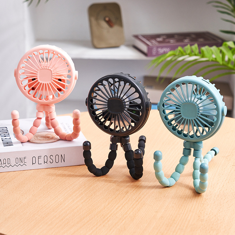 New multifunctional children stroller mini fan portable USB charging small fan octopus cross border