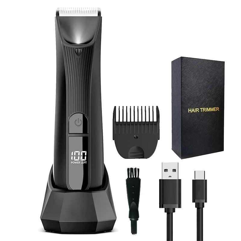 Cross-border new men's shaver LCD display electric shaver private trimmer armpit hair leg hair body hair scissors
