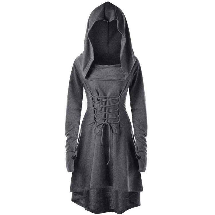 Ebay Amazon European and American Foreign Trade Explosions Women's Solid Color Holiday Performance Dress Long Sleeve Hooded Strap Dress