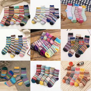 Women's Thickened Warm Wool Socks Double Road Ethnic Style Socks Thick Needle Parallel Line Casual Fashion Haining Manufacturers