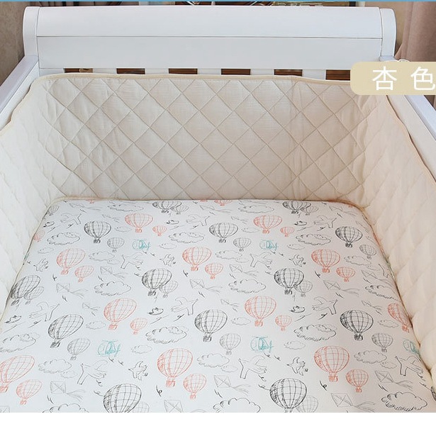 ins fresh double-layer crepe baby bed circumference solid color bumper strip block cloth soft bag children's bed fence mat