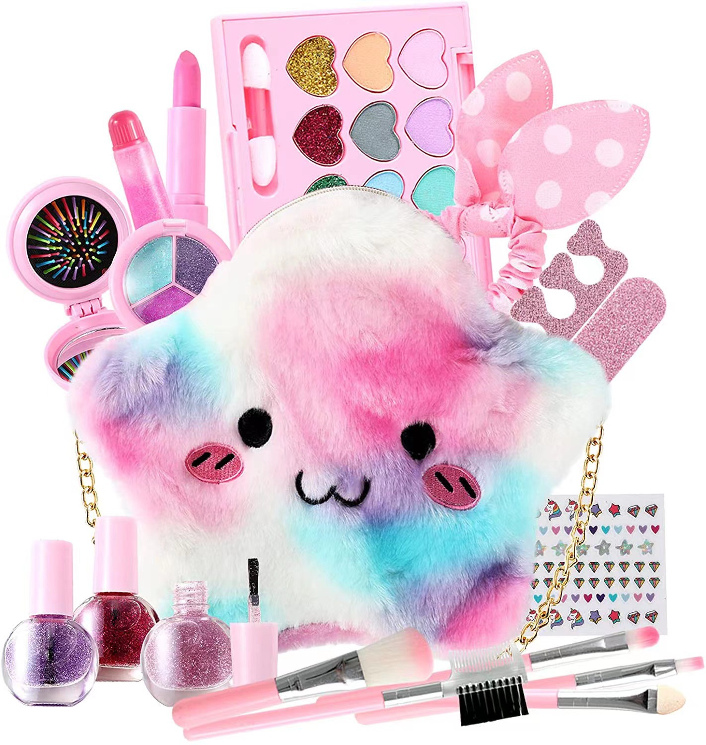 Amazon Children's Cosmetics Girls Play Home Makeup Toys Nail Polish Nail Polish Dressing Star Bag Set