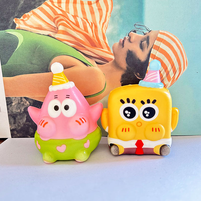 Internet Celebrant Spongebob Cute Pinch Music Slow Rebound Decompression Toy Vent Decompression Cotton Cartoon Ornaments Small Gifts