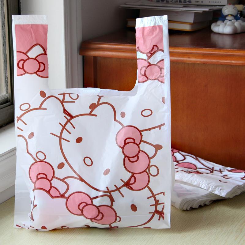 Garbage bag household portable cute cartoon vest bag plastic bag ins style girl small size pink vest bag
