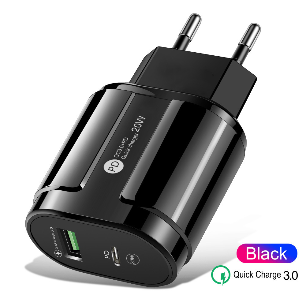 Cross-border A + C mobile phone charger power adapter USB + PD dual-port fast charging charger PD charging head