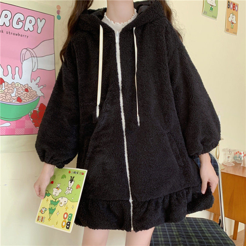 Cappotto in maglia di coniglio chic in peluche alla moda 2022 per donna autunno e inverno_voghion.com