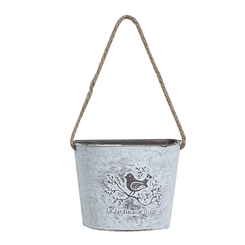 American Pastoral Iron Wall Hanging Flower Pot Plant Planting Potted Wall Hanging Flower Wall Creative Decoration Dried Flower Hanging Pot