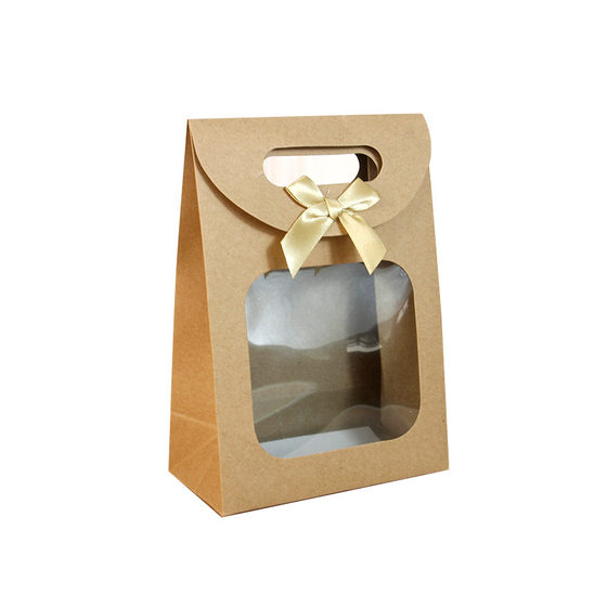 Spot bow open window transparent packaging bag wholesale creative hand bag gift bag flip hand bag